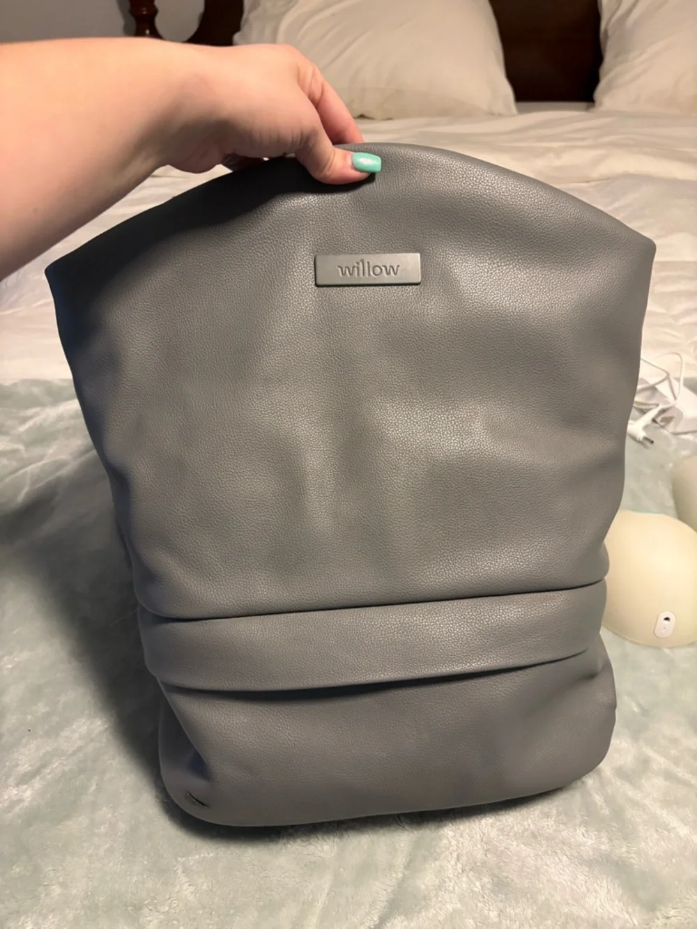 Willow Gray Pebbled Leather Backpack